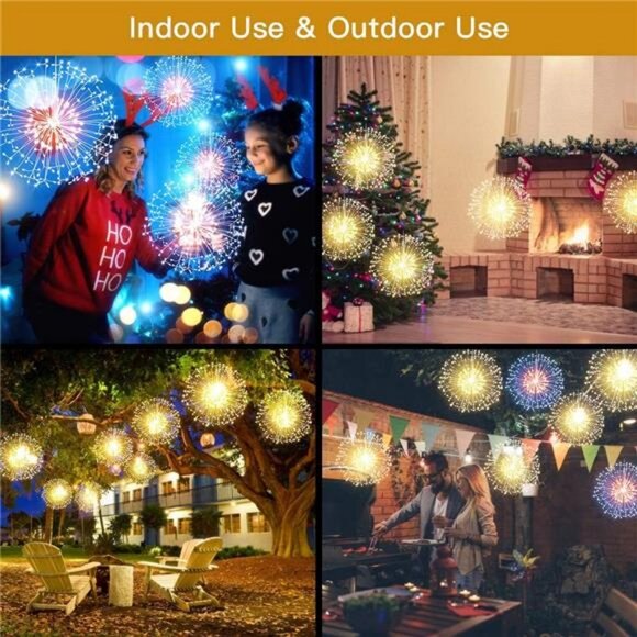 4pcs String Lights Christmas Lights,198 LED 8 Modes Dimmable with Remote Control - Picture 4 of 7